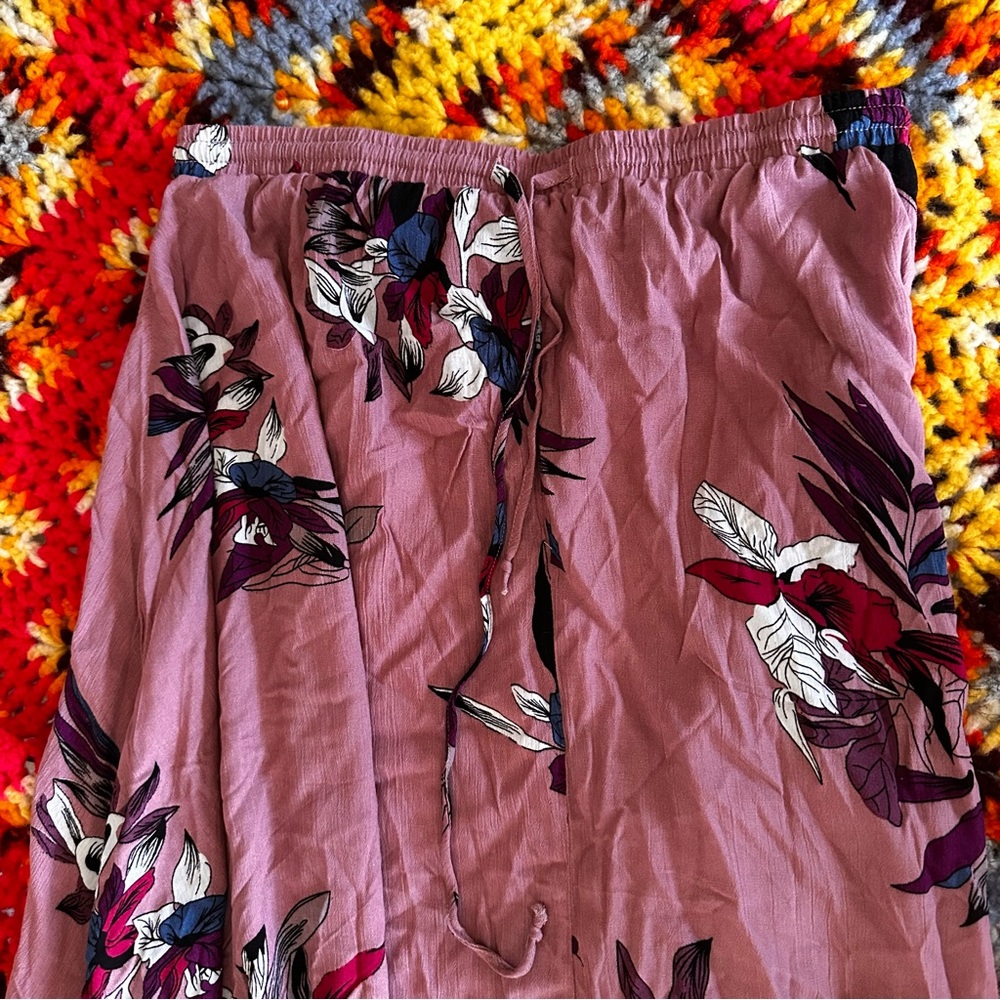 Easel Floral Skirt with Mauve and Burgundy